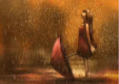 Κορίτσι με ομπρέλα στην βροχή