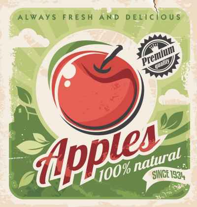 Παλιά αφίσα που απεικονίζει ένα μήλο