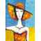 Μία γυναίκα με πορτοκαλί καπέλο